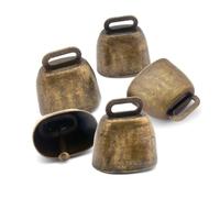 Wumuzai Lot de 5 petites cloches en cuivre pâturage en laiton, mini cloches pour chiens, bétail, chèvre, cheval, ferme, bruyant, accessoires antivol pour décoration de Noël, 35x24x37 mm/1.4x0.9x1.5