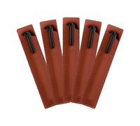 Wumuzai Lot de 5 pochettes simples en cuir synthétique pour stylo plume, petite pochette de transport pour stylo à bille, stylet tactile (marron)