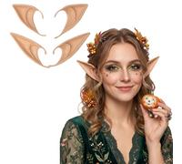WUMZIRA 2 Paires d'Oreilles d'Elfe, Oreilles de Fée en Latex Souple Marron (10 cm et 12 cm), Fausses Oreilles Pointues pour Cosplay, Déguisement Halloween, Noël, Carnaval, Fête à Thème