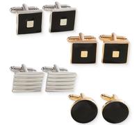WUMZIRA 4 Pairs Boutons de Manchette, Bouton de Manchette Homme Pour Chemise Mouvement de Montre Acier Inoxydable Pour Mariage Business Commercial Fête des Pères Or Argent