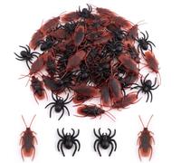 WUMZIRA 40 Pcs Décoration Halloween Araignée Plastique et Faux Cafard Réaliste, Lot de 20 Araignées et 20 Blattes pour Farces, Déco Intérieur Maison Hantée et Table