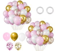 WUMZIRA 60 pcs Ballons Rose Gold Blanc Anniversaire, Ballon de Baudruche Gold, Ballons Décorations pour Mariage Anniversaire Festival Diplôme Cérémonie Fête