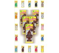 WUNDER-BAUM Parfum pour voiture, désodorisant en forme d'arbre parfumé, 5 pièces + stylo light-tribe (cuir)