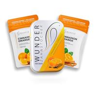 Wunder Cure Dents aromatisés - Lot de 3 - Cannelle Orange - 3 x 100 cure-dents aromatisés en boîte métallique - Saveur longue durée - Haleine fraîche - Aide aux pauses sans tabac - Sans sucre