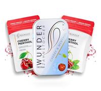 Wunder Cure Dents aromatisés - Lot de 3 - Cerise Menthol - 3 x 100 cure-dents aromatisés en boîte métallique - Saveur longue durée - Haleine fraîche - Aide aux pauses sans tabac - Sans sucre