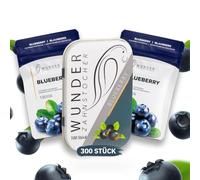 Wunder Cure Dents aromatisés - Lot de 3 - Myrtille - 3 x 100 cure-dents aromatisés en boîte métallique - Saveur longue durée - Haleine fraîche - Aide aux pauses sans tabac - Sans sucre