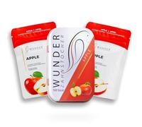 Wunder Cure Dents aromatisés - Lot de 3 - Pomme - 3 x 100 cure-dents aromatisés en boîte métallique - Saveur longue durée - Haleine fraîche - Aide aux pauses sans tabac - Sans sucre