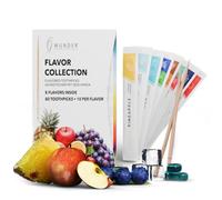 Wunder Cure-dents aromatisés - Mix 8 saveurs - 80 sous sachet individuel | Coffret découverte - cure-dents en bois hygiéniques pour le portefeuille, la voiture et le bureau - sans sucre - vegan