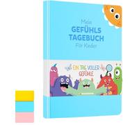 Wunderkind Journal de sentiments pour enfants de 6 à 12 ans | Journal intime pour filles et garçons | Livre de sentiments pour enfants | Pour se sentir bien | Journal de gratitude pour enfants (bleu