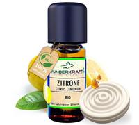 WUNDERKRAFT.BIO Huile essentielle de citron bio + pierre parfumée - 100 % pure et naturelle - Convient pour l'aromathérapie et le diffuseur - 10 ml