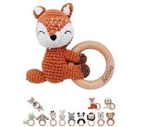 wunderwunsch - Anneau de dentition personnalisé pour bébé - Mignon hochet pour bébé à partir de 0 mois - Hochet avec nom comme cadeau pour bébé pour filles et garçons (renard couché, sans nom)