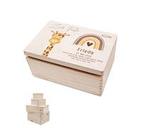 wunderwunsch - Boîte à souvenirs personnalisée pour bébé avec impression de qualité supérieure - Boîte à souvenirs individuelle - Jolie boîte à souvenirs en bois - Cadeau de naissance - Girafe M