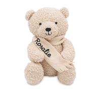 wunderwunsch Jollein Peluche Boucle Ours en peluche personnalisé, avec écharpe et nom, cadeau de naissance ou d'anniversaire (beige clair)