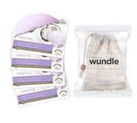 Wundle Bundle Soap Saver Pochette exfoliante avec 4 barres de savon hydratantes (Lait de coco et pétales de jasmin)