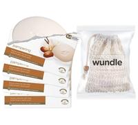 Wundle Bundle Soap Saver Pochette exfoliante avec 4 barres de savon hydratantes Pampering Dove (Beurre de karité et vanille chaude)