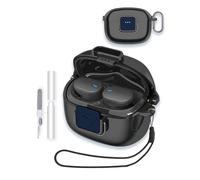 WUNIAK Coque de protection fine et résistante aux chocs en TPU souple avec boucle de verrouillage sécurisée, porte-clés et kit de nettoyage, pour JBL Tune Buds 2, noir