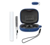 WUNIAK Coque pour casque Bluetooth 1MORE S51 à dos ouvert 2024, coque de protection portable en silicone souple résistante aux rayures et aux chocs avec kit de nettoyage, mousqueton et cordon, bleu