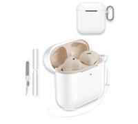 WUNIAK Coque pour écouteurs Marshall Minor IV 2025 en silicone souple résistant aux rayures et aux chocs avec kit de nettoyage, mousqueton et cordon pour Marshall MINOR4, blanc