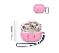 WUNIAK Coque pour SHOKZ OpenDots ONE - Casque à oreilles ouvertes, coque de protection en TPU souple, protection contre les chutes, les chocs, porte-clés et kit de nettoyage, rose transparent