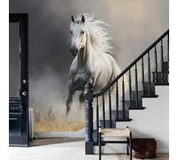 WunM Studio 3D Papier Peint Portrait réaliste en 3D du corps entier animaux sauvages cheval brun Papier Peint Panoramique Pour Salon Chambre Chambre D'Enfant Décoration Murale,