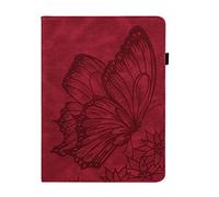 WunM Studio CE pour Kindle Paperwhite 5 2021 Case 11Th Generation Cover Funda pour Paperwhite5 6.8 inch 2021 Edition Butterfly Embossed Coque, Rouge, Paperwhite 11Th 2021
