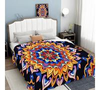 WunM Studio Couverture 3D Imprimée-Canapé en Rayé,Indigo Flanelle Chaud,Motif Tie-Dye Indigo & Motif en Spirale Blanche,Doux et Confortable pour Lit,Canapé,Salon,Cadeau Enfant/Adulte,200x230cm