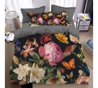 WunM Studio Couvre-Lit À, Fleurs et Plantes Parure de Lit Housse de Fleur Pivoine Couette pour Parure de Lit,3Pcs Parure de Lit,Rustique Housse Couette pour Enfants Garçons Fille