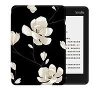 WunM Studio Étui Kindle 8.Generation 2016 pour Kindle 8. Generation Cover (Modèle SY69JL) avec Smart Sleep/Wake and Adsortion Closure/Black Magnolia Flower/ins Art