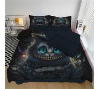 WunM Studio Housse De Couette 140x200cm 2 Personnes avec 2 Taies d'oreiller 65x65cm Parure De Litnoir Microfibre avec Fermeture éClair Adulte AnimauxFunnyCat Motif Nous Sommes Tous des Fous Zippée