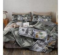 WunM Studio Housse de Couette 240x260cm Billets de Banque en Dollars américains Microfibre avec Fermeture Éclair, Parure de Lit 2 Personnes, Idéale pour Adultes et Adolescents, s hyperréalistes