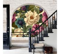 WunM Studio Papier Peint Arbres Tropicaux Panoramique 3D motif floral Dahlia Papier Peint branches et vignes Murale Salon Chambre à Coucher Maison Décoration Intérieure,300x210cm
