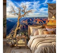 WunM Studio Papier Peint Intissé Fresque Murale canyon, arbres morts, désert Magnifique paysage naturel Décoration Murale Salon Chambre Grand Format,rouge foncé,350x256cm Non Adhésif