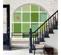 WunM Studio Papier Peint Intissé Fresque Murale Géométrie abstraite moderne Piscine ludique Décoration Murale Salon Chambre Grand Format,Vert sauge,300x210cm,Non Adhésif,Papier peint 3D Effet fenêtre