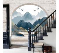 WunM Studio Papier Peint Mural 3D Effet Chambre Brique,Décoration Murale pour Salon, Intissé Premium Facile à Poser,paysages naturels de montagne et d'eau,Montagnes brumeuses,368x254cm