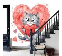 WunM Studio Papier Peint Mural 3D Non Adhésif Effet Luxe Moderne, Décoration Murale XXL pour Salon Chambre, Intissé Premium Facile à Poser,Animaux à l'aquarelle guérisseurs,Chat affectueux,300x210cm