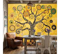 WunM Studio Papier Peint Panoramique 250x175cm （LXH） Inspiré par Gustav Klimt Arbre de vie Whirlpool et Dot Papier Peint Intissé Tapisserie Poster Mural pour Salon Chambre Décoration Murale