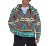 WunM Studio Veste Polaire Homme Hiver Chaude Épaisse Doublée avec Capuche et Poches,Grande Taille,Sweat Zippé Outdoor 3D Des Amérindiens dynamiques,veste polaire femme chaud confortable grande taille