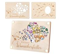 Wunscherfüller Carte en bois avec motif cœur - Emballage créatif pour cadeaux en argent, anniversaire, mariage, cérémonie ou voyage - Idée cadeau carte d'anniversaire en bois