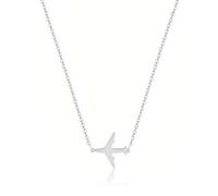 WUNZILO 1 pcs avion Collier Femme Or, Collier à Breloques Plaqué or 18 Carats, Réglable Bijoux Acier Inoxydable à Chevrons Collier, Simples Ras du Cou Collier Bijoux Cadeaux, Avec coffret cadeau