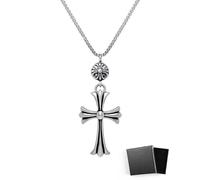 WUNZILO 1 pcs Collier Croix en Acier Inoxydable pour Hommes et Femmes Longueur de Chaîne Design Classique et Élégant, Bijoux Religieux Chrétiens Pendentif Croix en Argent Durable et Résistant, 60 cm