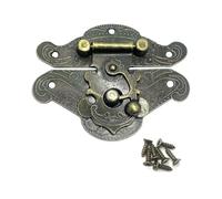 WUNZILO 1 pcs Verrous vintage antique gaufrage Moraillon Loquet Serrure Fermoir avec vis pour décoratifs Cabinet armoire Boîte à bijoux boîte valise ou meuble Couleur bronze (L)