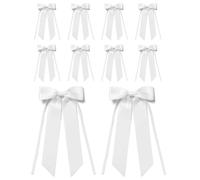 WUNZILO 10 PCS Grand Noeud Ruban Satin Blanc pour Décorations de Mariage Voiture, Noeud Cadeau avec Attache Fil pour Cérémonie Église Arbre de Noël, Décoration Fête Anniversaire et Emballage Cadeau