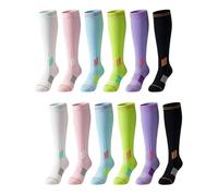 WUNZILO 6 Pack Compression Socks for Women & Men,Elastic Support Stockings, Graduated Support, Chaussette de Contention, Non-Slip Breathable Flight Socks, Ideal for Running, Sports, Travel