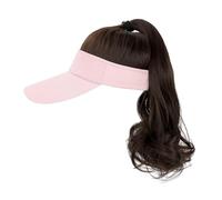 WUODHTW Bonnet perruque pour femme casquette de baseball perruque avec extensions de cheveux synthétiques bouclés queue de cheval perruque chapeau de soleil avec cheveux