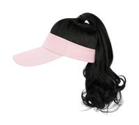 WUODHTW Bonnet perruque pour femme casquette de baseball perruque avec extensions de cheveux synthétiques bouclés queue de cheval perruque chapeau de soleil avec cheveux