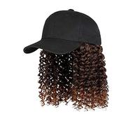 WUODHTW Casquette de baseball pour femme avec cheveux africains crépus bouclés cheveux synthétiques ondulés extensions perruque tresses