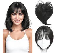 WUODHTW Hair Topper with Bangs Clip Cover Hair Toppers for Women Extensions with Thinning Hairs, 10 Inch Straight Clip in Bangs Hairs Piece (2#)