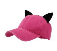 WUODHTW Mens Baseball Cap Baseball Hat Funny Trucker Hats for Men Women Cute Beanie Distressed Cap Ponytail Sun Hat (01-Rose Red)