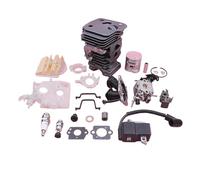 WUPÉDI Bobine d'allumage de carburateur cylindre 42 mm, for Husqvarna, Kit de joints de bride d'admission 445 450, tronçonneuse 544119902 506450401 kit de piston de vilebrequin de cylindre