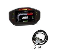 WUPEDI Compteur de vitesse numérique LCD for moto 0-299 km/h Compte-tours Odomètre 14000 tr/min 6 vitesses Horloge 24 heures 2 4 cylindres Compteur de vitesse moto(Gauge and Sensor)